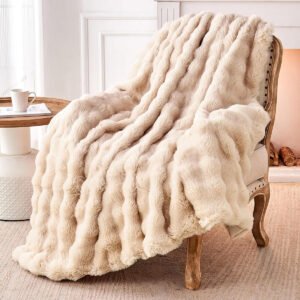 Soft Warm Faux Rabbit Fur Minky Blanket Double Sided High Pile Fur Throw Blanket 50x70in for Winter Blankets