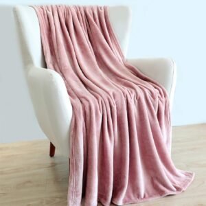 Large Flannel Fleece Throw Blanket, 50×70 Inch - Cozy Lightweight Thick Blanket - All Seasons Suitable for Women, Men and Kids (Pink)